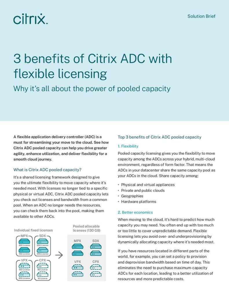 3 benefits of Citrix ADC with flexible licensing