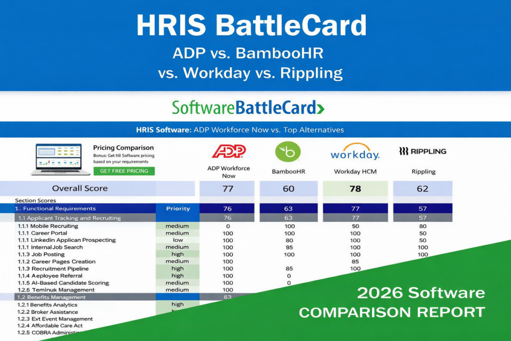 HRIS Systems BattleCard―ADP Workforce Now vs. BambooHR vs. Workday HCM vs. Rippling
