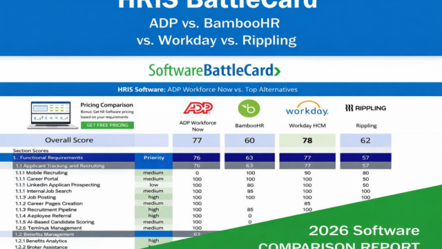HRIS Systems BattleCard―ADP Workforce Now vs. BambooHR vs. Workday HCM vs. Rippling