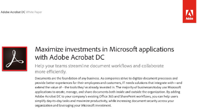 Maximize investment in Microsoft applications with Adobe Acrobat DC