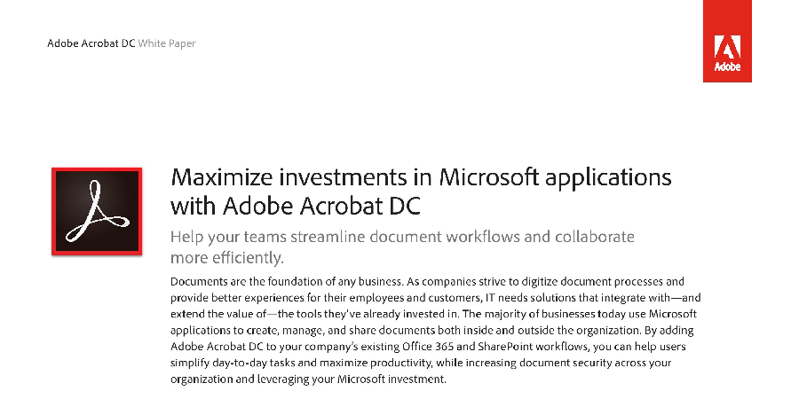 Maximize investment in Microsoft applications with Adobe Acrobat DC
