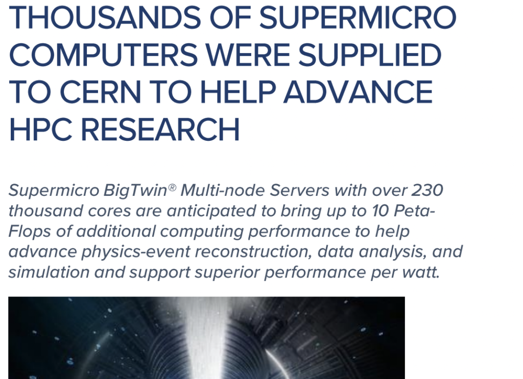 Thousands of super mico computers were supplied to CERN to help advance HPC research